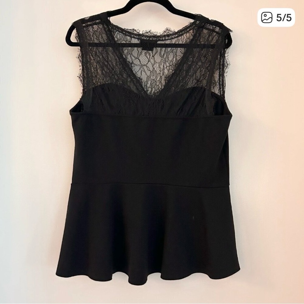 City Chic Black Lace Peplum Blouse